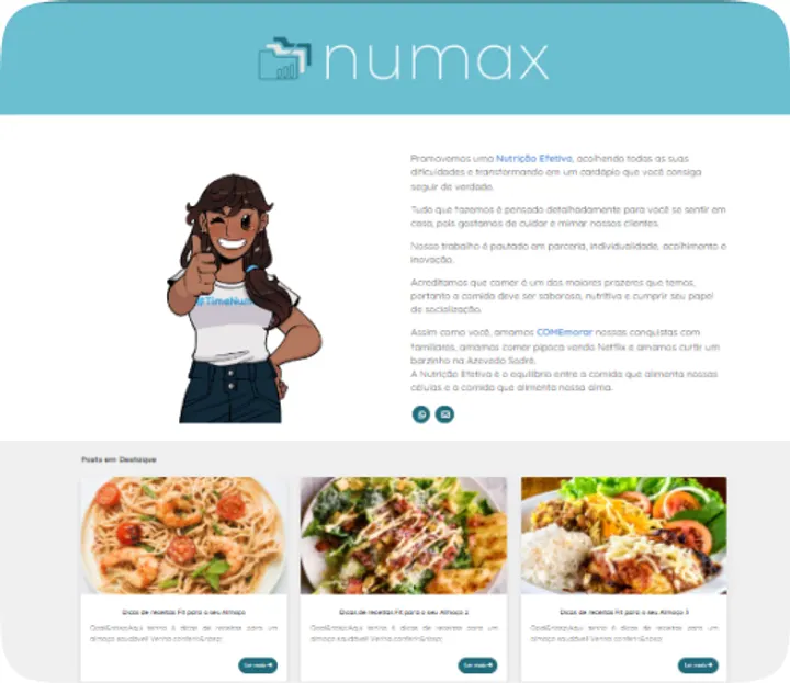 Menu Personalizações da Numax