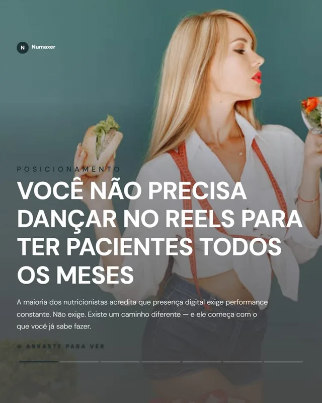 Carrossel gerado no Nupost sobre posicionamento para nutricionistas